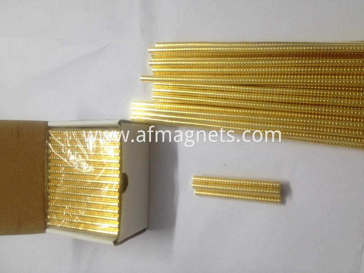 Neodymium Magnets Gold Coated D6.35x2.54mm